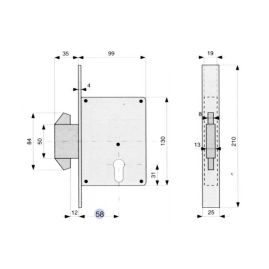 Schéma côtes serrure pour portail
