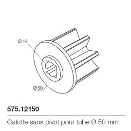 Calotte sans pivot pour tube d'enroulement 50mm