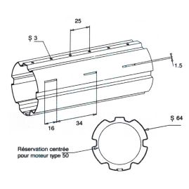 ZF64 2m Tube d'enroulement volet roulant 