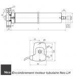 Encombrement moteur tubulaire Nice Neo LH