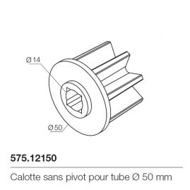 Calotte sans pivot pour tube d'enroulement 50mm