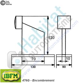 Encombrement butée d'arrêt de portail 120 mm