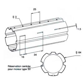 ZF64 2m Tube d'enroulement volet roulant 