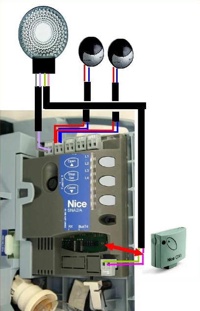 schéma de câblage électrique pour pose de moteur de garage