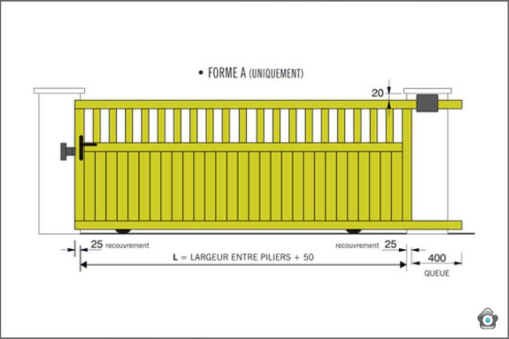 Schéma pour bien choisir les dimensions de son portail coulissant